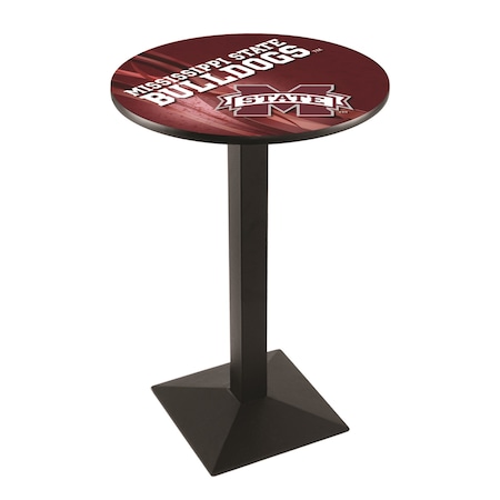 Holland Bar Stool Co 42" Blk Wrinkle Mississippi State Pub Table, 36" dia. Top L217B4236MssStU-D2